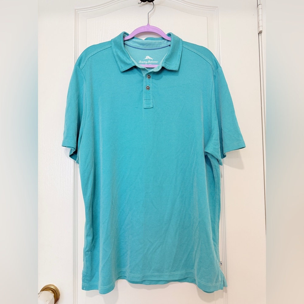 Tommy Bahama Polo Shirt XL Tall Blue Short Sleeve Casual Mens - Picture 7 of 7
